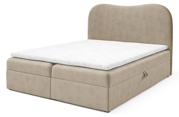 AMBRA LUX kárpitozott boxspring ágy ágyneműtartóval 120x200 - bézs