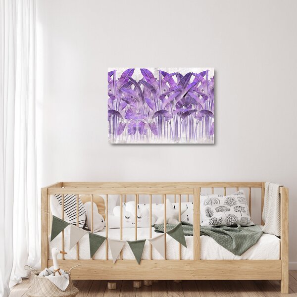 Kép - Lila levelek vakolatban (üvegen) (70x50 cm)