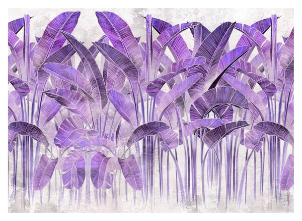 Kép - Lila levelek vakolatban (üvegen) (70x50 cm)