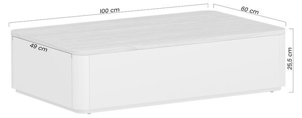 Amilio dohányzóasztal 100 cm fiókos - kasmír / olajozott tölgy