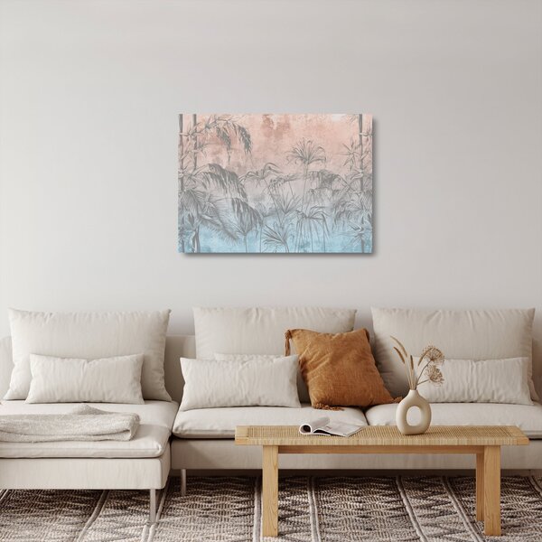 Kép - Trópusi növények a falon (üvegen) (70x50 cm)
