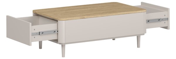 Amilio dohányzóasztal 100 cm fiókos - kasmír / olajozott tölgy