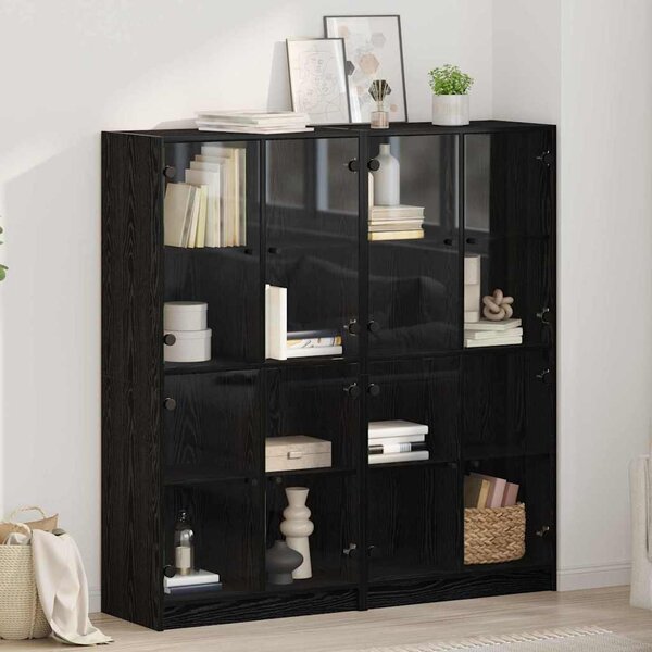 VidaXL Magasfiú 2 pcs Fekete tölgy 136 x 37 x 142 cm Faanyag