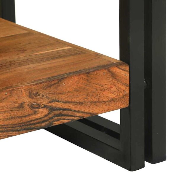 Konzolasztal polcokkal Barna 120 x 33 x 75 cm tömör akácfa