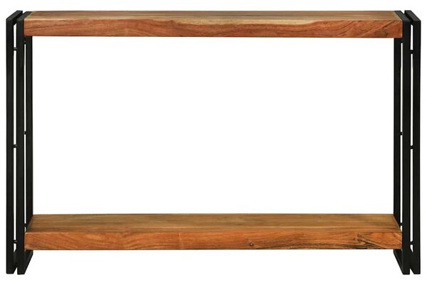 Konzolasztal polcokkal Barna 120 x 33 x 75 cm tömör akácfa