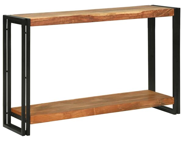 Konzolasztal polcokkal Barna 120 x 33 x 75 cm tömör akácfa