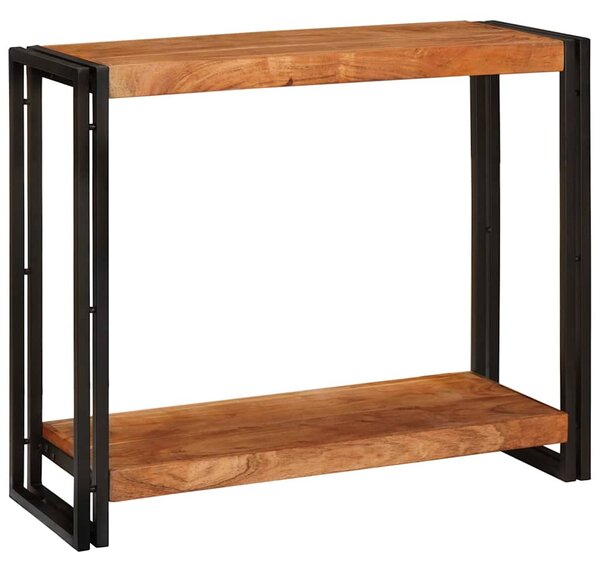 Konzolasztal polcokkal Barna 90 x 33 x 75 cm tömör akácfa