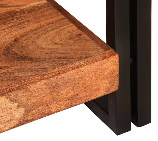 Konzolasztal polcokkal Barna 90 x 33 x 75 cm tömör akácfa