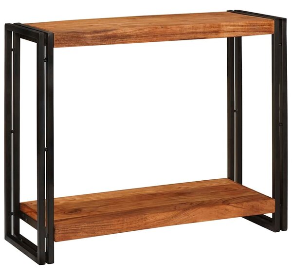 Konzolasztal polcokkal Barna 90 x 33 x 75 cm tömör akácfa