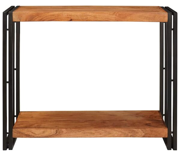 Konzolasztal polcokkal Barna 90 x 33 x 75 cm tömör akácfa
