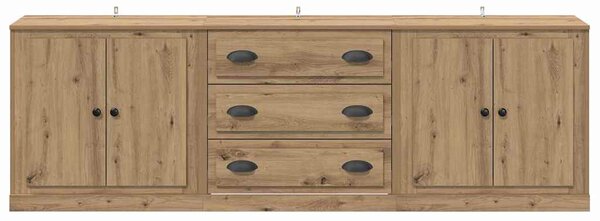 Oldalszekrények 3 pcs Antik Fa 210 x 35,5 x 67,5 cm Szerelt Fa