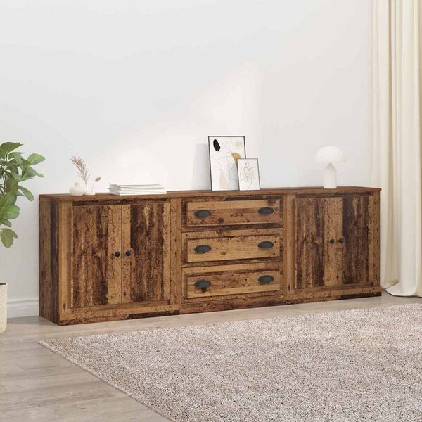 VidaXL Oldalszekrények 3 pcs Fekete tölgy 210 x 35,5 x 67,5 cm Faanyag