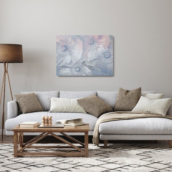 Kép - Kék virágok a falon (üvegen) (70x50 cm)