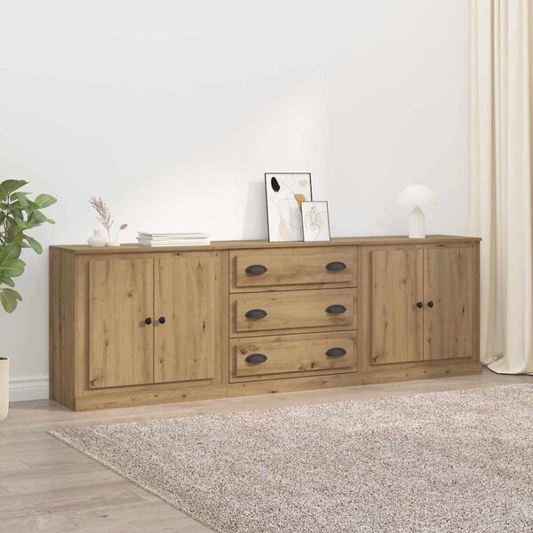 Oldalszekrények 3 pcs Antik Fa 210 x 35,5 x 67,5 cm Szerelt Fa