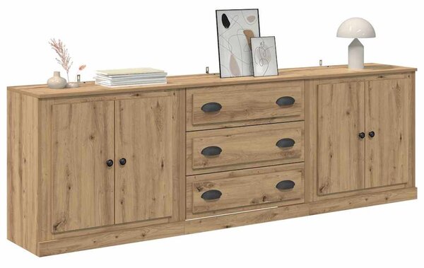 Oldalszekrények 3 pcs Antik Fa 210 x 35,5 x 67,5 cm Szerelt Fa