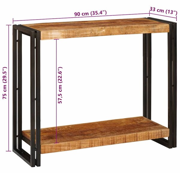 Konzolasztal Barna 90 x 33 x 75 cm Tömör nyers mangófa
