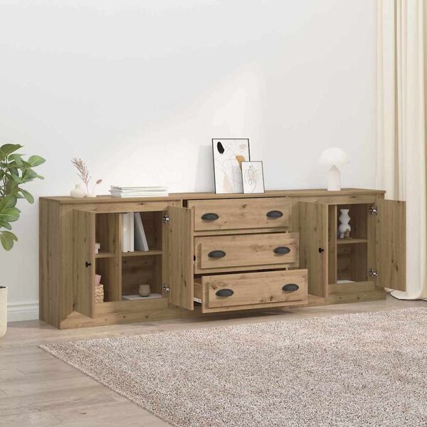Oldalszekrények 3 pcs Antik Fa 210 x 35,5 x 67,5 cm Szerelt Fa