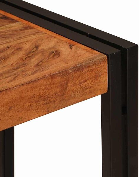 Konzolasztal polcokkal Barna 90 x 33 x 75 cm tömör akácfa