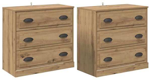 Oldalszekrények 2 pcs Artisan tölgy 70 x 35,5 x 67,5 cm Faanyag