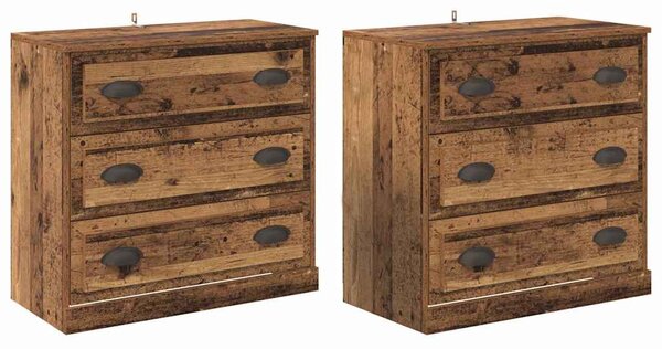 Oldalszekrények 2 pcs Öreg fa 70 x 35,5 x 67,5 cm Faanyag