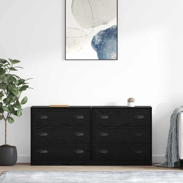 VidaXL Oldalszekrények 2 pcs Fekete tölgy 70 x 35,5 x 67,5 cm Faanyag