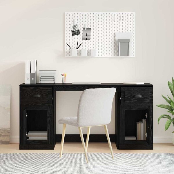 Íróasztal szekrénnyel Fekete tölgy 154,5 x 50 x 75 cm Faanyag