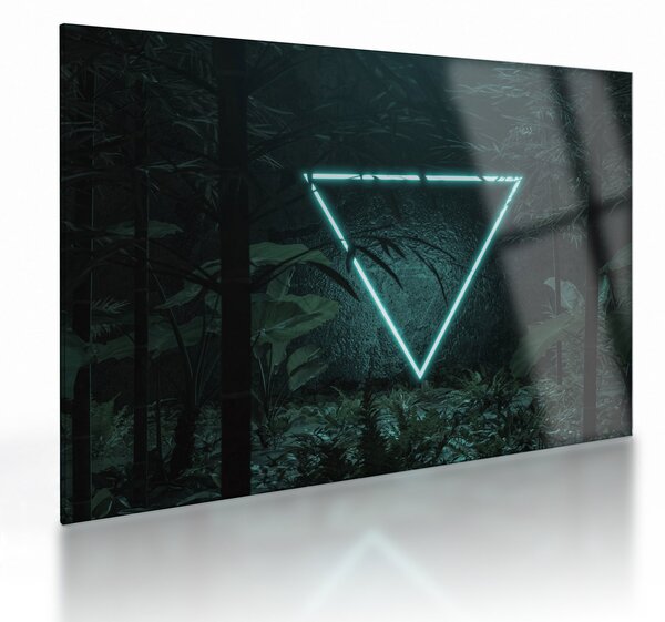 Kép - Neon háromszög a dzsungelben (üvegen) (70x50 cm)