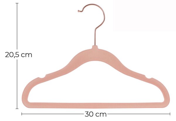 SONGMICS Gyermek Bársony Vállfa Szett Rózsaarany Akasztóval Rózsaszín 50 db