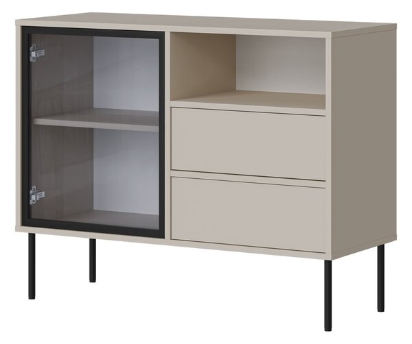 Komód Merevai 100, Üveg, Laminált forgácslap, 80x100x40cm, Kasmír