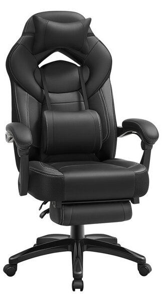 SONGMICS OBG077B01 Ergonomikus Gamer Szék Lábtartóval Fekete