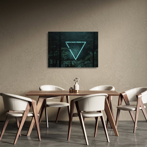 Kép - Neon háromszög a dzsungelben (üvegen) (70x50 cm)