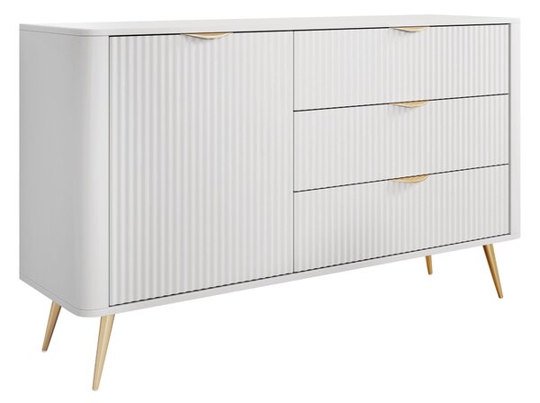 Komód Lectum, Közepes sűrűségű farostlemez, Laminált forgácslap, 82x139x38cm, Fehér