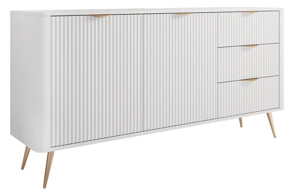 Komód Lectum I, Közepes sűrűségű farostlemez, Laminált forgácslap, 82x164x38cm, Fehér