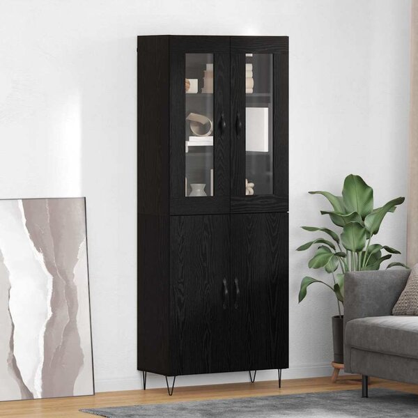 VidaXL Magasfiú Fehér és Fekete Tölgy 69,5 x 34 x 180 cm Faanyag