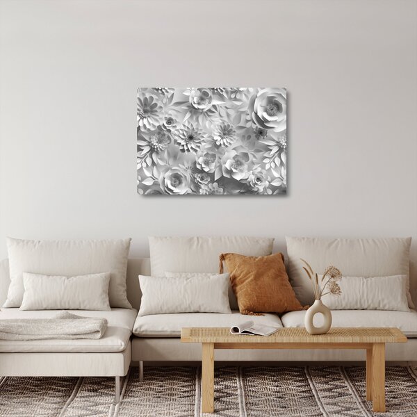Kép - Fehér virágok (üvegen) (70x50 cm)