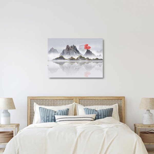 Kép - Hegyek a ködben (üvegen) (70x50 cm)