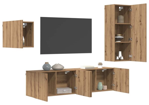 TV szekrény 4 pcs Artisan tölgy Faanyag