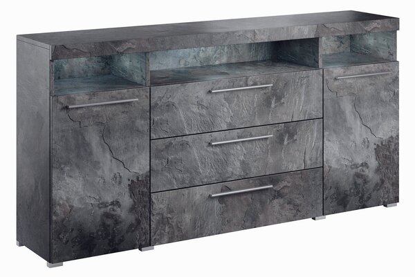 Komód Torvire 109, Laminált forgácslap, 92x182x39cm, Sötét beton