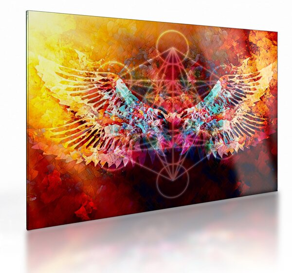 Kép - Merkaba szárnyakkal, absztrakció (üvegen) (70x50 cm)
