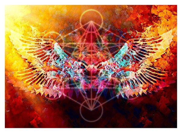 Kép - Merkaba szárnyakkal, absztrakció (üvegen) (70x50 cm)