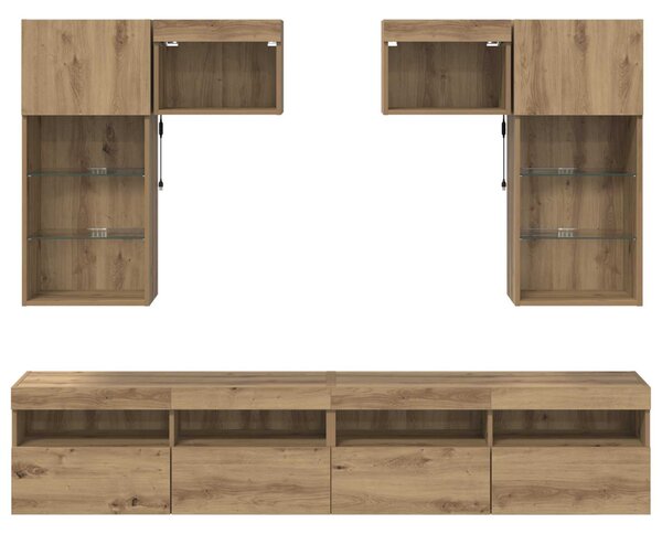 TV Fali Egységek 6 pcs Öreg fa 100 x 30 x 40 cm Faanyag