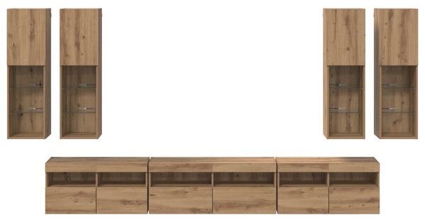 TV falit kabinet szett 7 pcs Artisan tölgy Faanyag