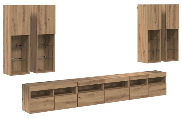 TV falit kabinet szett 7 pcs Artisan tölgy Faanyag