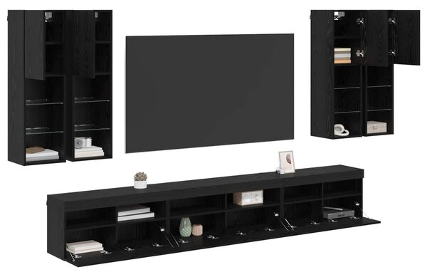 TV falit kabinet szett 7 pcs Fekete tölgy Faanyag