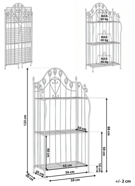 Polcrendszer VISANO Fém 123 cm 59 cm Szürke