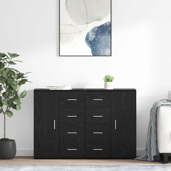 VidaXL Oldalszekrények Corona 2 pcs Fekete tölgy 59 x 39 x 80 cm