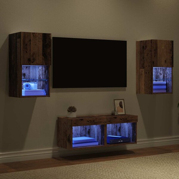 TV Fali Szekrények 4 pcs Öreg fa 30,5 x 30 x 60 cm Faanyag