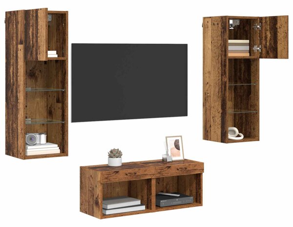 TV Fali Szekrények 4 pcs Artisan tölgy Faanyag