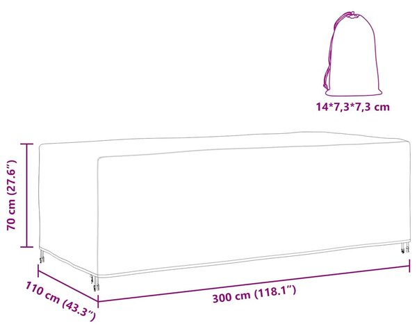 Bútor takaró Egyszínű Fekete 300 x 110 x 70 cm 210D