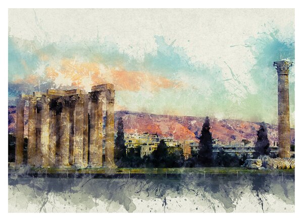 Kép - akropolisz, Athens, Görögország (üvegen) (70x50 cm)